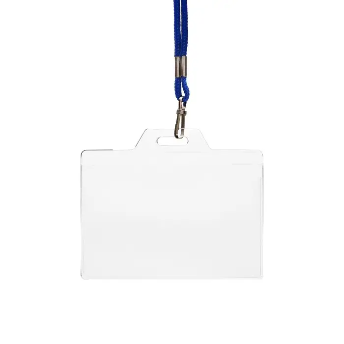 Бейдж горизонтальный, внешний размер 94×80 мм, внутренний размер 87×54 мм, на синем шнурке 40 см Бейдж горизонтальный, внешний размер 94×80 мм, внутренний размер 87×54 мм, на синем шнурке 40 см