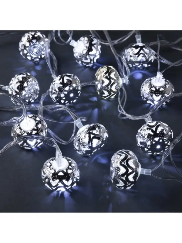Гирлянда &laquo;Нить&raquo; 4 м с насадками &laquo;Шарик с орнаментом&raquo;, IP20, прозрачная нить, 20 LED, свечение белое, 8 режимов, 220 В