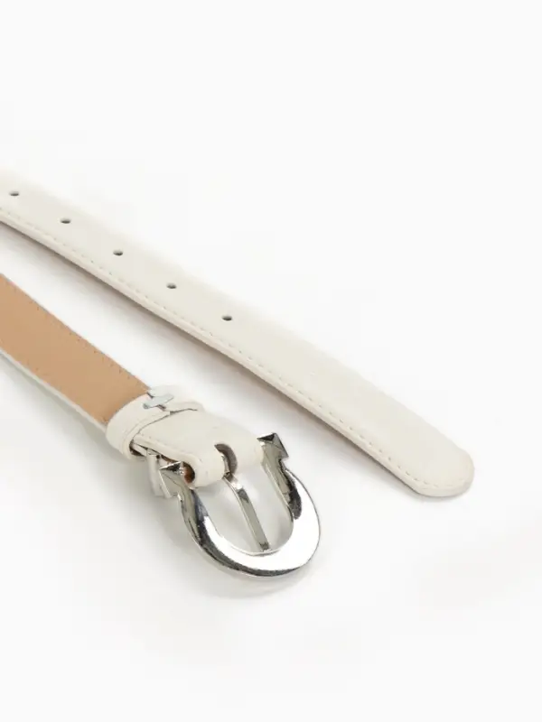 Ремень женский, 110&times;2.3 см, пряжка металл, серебристая, белый