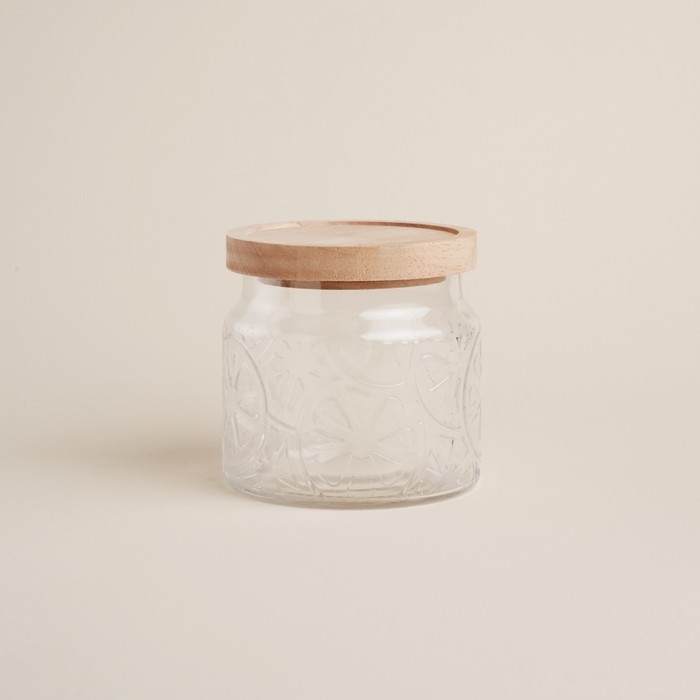 Банка стеклянная для хранения сыпучих продуктов SL Home «Валенсия», 1 л, 12×11,5 см, с деревянной крышкой Банка стеклянная для хранения сыпучих продуктов SL Home «Валенсия», 1 л, 12×11,5 см, с деревянной крышкой