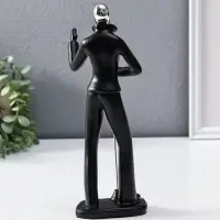 Сувенир полистоун "Вокалист" чёрный с серебром 6,5х10х26,5 см