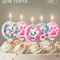 Свечи в торт, набор 5 шт., кошечка Мари, Коты-аристократы