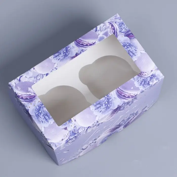 Коробка для капкейков, кондитерская упаковка с окном, 2 ячейки, «Макаруны», 16 х 10 х 10 см Коробка для капкейков, кондитерская упаковка с окном, 2 ячейки, «Макаруны», 16 х 10 х 10 см