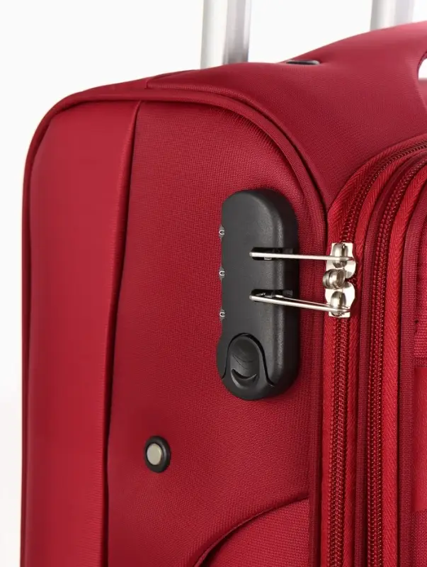Чемодан на колёсах TEXTURA, текстильный, кодовый замок, с увеличением, 36&times;25&times;58 см, 20", красный