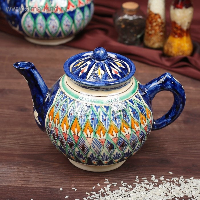 Чайник Риштанская Керамика Чайник Риштанская Керамика "Узоры", 1000 мл, микс