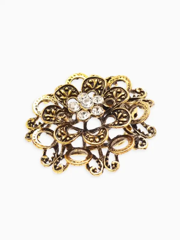 Зажим для платка Зажим для платка "Цветок астры", цвет белый в чернёном золоте