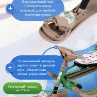 Снегокат &laquo;Twiny 2+&raquo; с жирафиком, со спинкой, с родительской ручкой, зелёный, коричневый, TW2+/Ж Nika
