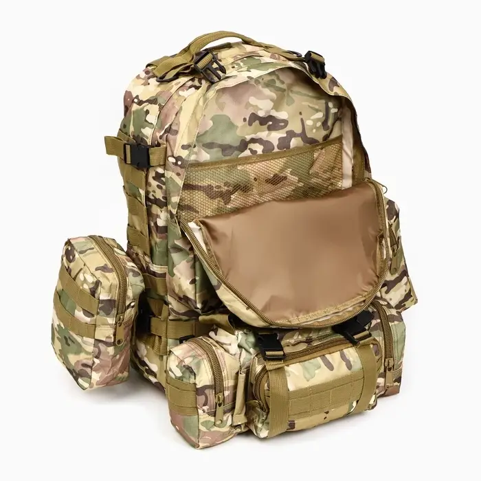 Рюкзак тактический туристический Storm tactic, 50 л, с карманами, расцветка мультикам, бежевый