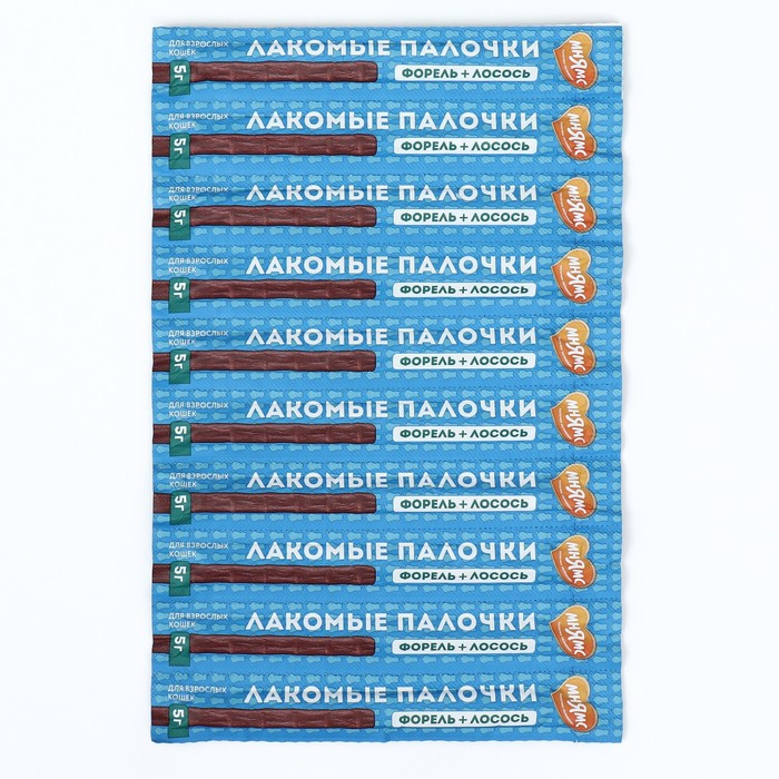 Лакомые палочки Мнямс для кошек, с лососем и форелью, 13,5 см, 10 х 5 г Лакомые палочки Мнямс для кошек, с лососем и форелью, 13,5 см, 10 х 5 г