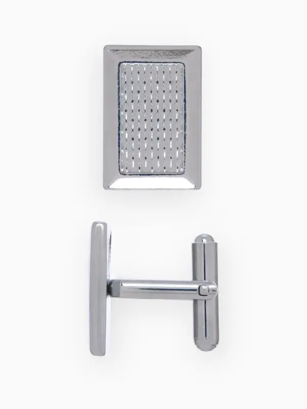 Запонки &laquo;Прямоугольник&raquo;, с точечным нанесением, цвет серебро