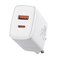 Зарядное устройство Baseus Compact Quick Charger USB+Type-C, 3A, 20W, белый