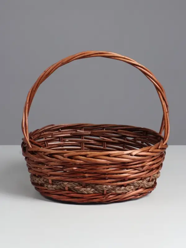 Корзина плетёная для хранения, лоза, с ручкой, овальная, коричневая, набор 3 шт.