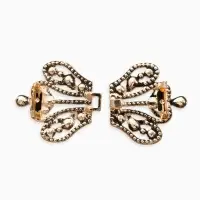 Зажим для кардигана "Ажур", корона империи, цвет белый в золоте