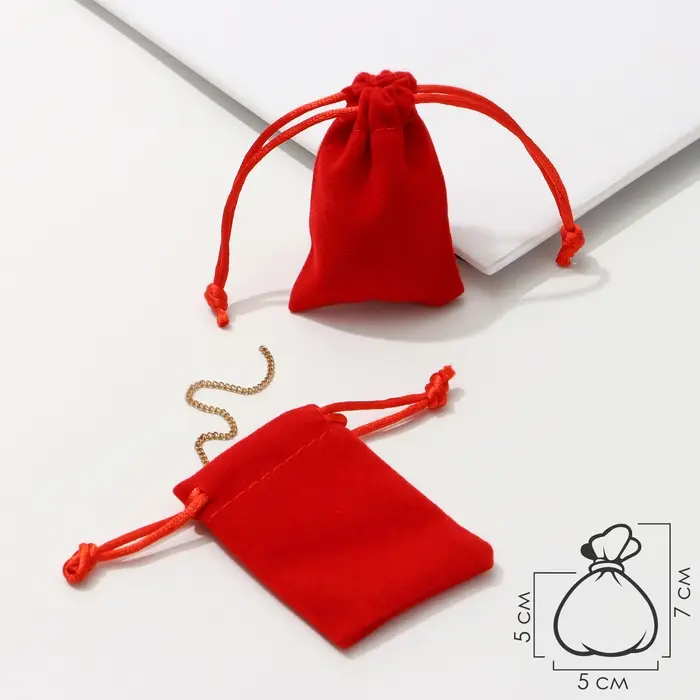 Мешочек бархатный «Классика», 5×7, красный