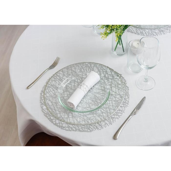 Тарелка подстановочная «Фишер», d=35 см, цвет обводки серебряный Тарелка подстановочная «Фишер», d=35 см, цвет обводки серебряный