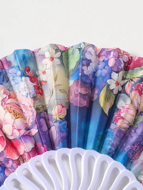 Веер складной &laquo;Пышные пионы и гортензии&raquo;, 22.5 см