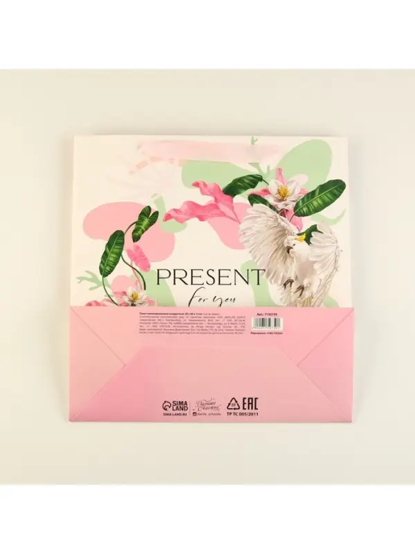 Пакет подарочный ламинированный квадратный, упаковка, &laquo;Present for you&raquo;, 30&times;30&times;12 см