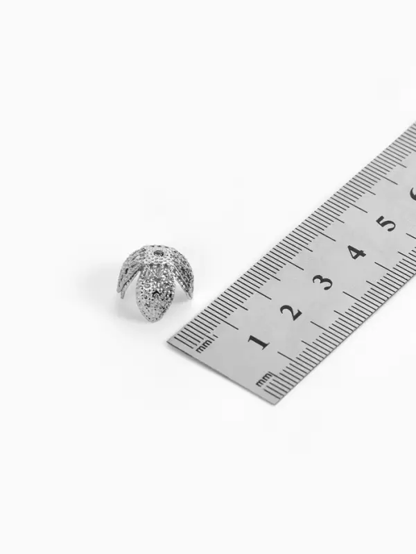 Шапочки для бусин (набор 10 шт.), СМ-051-1, 14&times;14&times;7 мм, цвет серебро