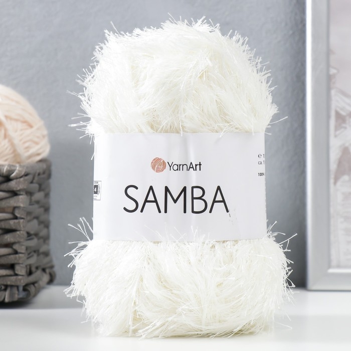 Пряжа Пряжа "Samba" 100% полиэстер 150м/100гр (830 молочный)