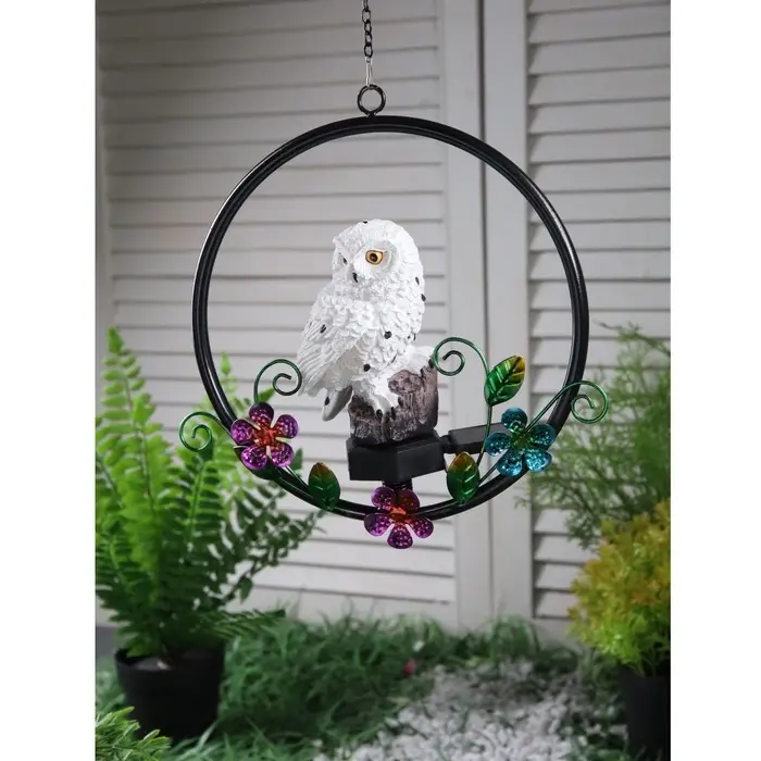 Садовый светильник &laquo;Полярная сова&raquo;, уличный, на солнечной батарее, 27 см, 1 LED, свечение тёплое белое