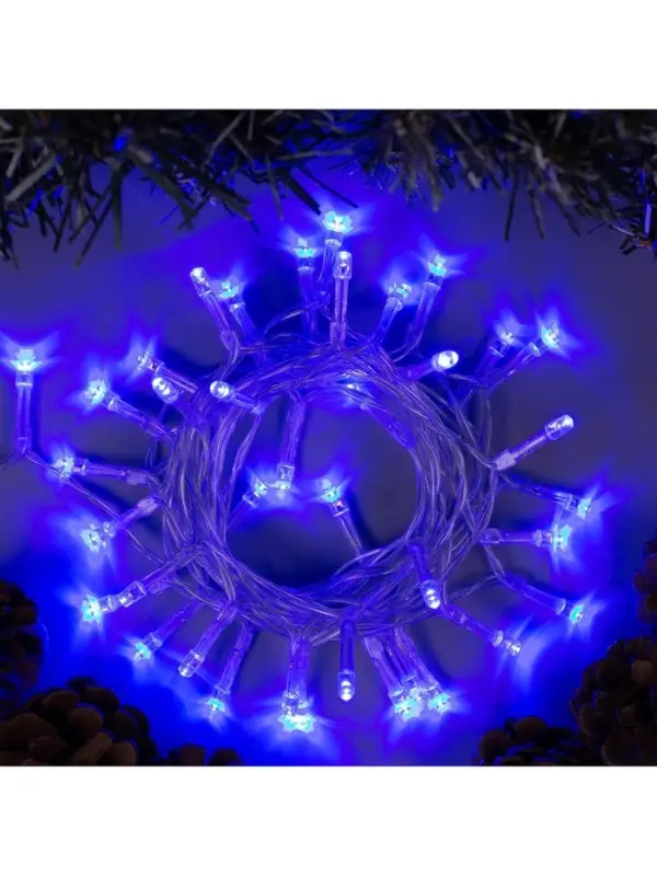 Гирлянда &laquo;Нить&raquo; 4 м, IP20, прозрачная нить, 40 LED, 2 режима, батарейки AAх3 (нет в комплекте), свечение синее