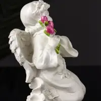 Фигурка гипс &laquo;Ангел с букетиком&raquo;, 15&times;8&times;9 см, перламутр