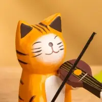 Сувенир «Кот скрипач», 3.5×8×8 см, дерево, оранжевый