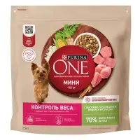 Сухой корм Purina One mini &laquo;Здоровый вес&raquo; для мелких пород, индейка/рис, 1.5 кг