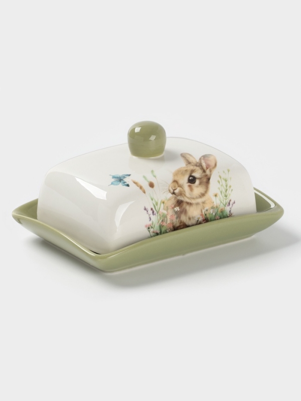 Масленка Доляна Масленка Доляна "Зайка" цвет белый 17х12х8,5 см