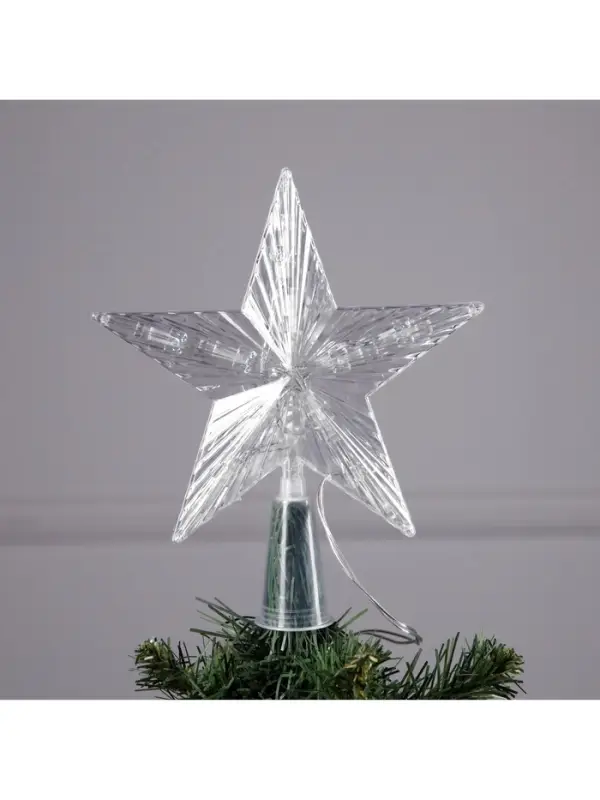 Светодиодная верхушка на ёлку &laquo;Звезда белая&raquo;, 16 см, 10 LED, от батареек ААх2, фиксинг, свечение мульти