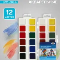 Акварель медовая &laquo;Гамма. Классическая&raquo;, 12 цветов, без кисти, пластик