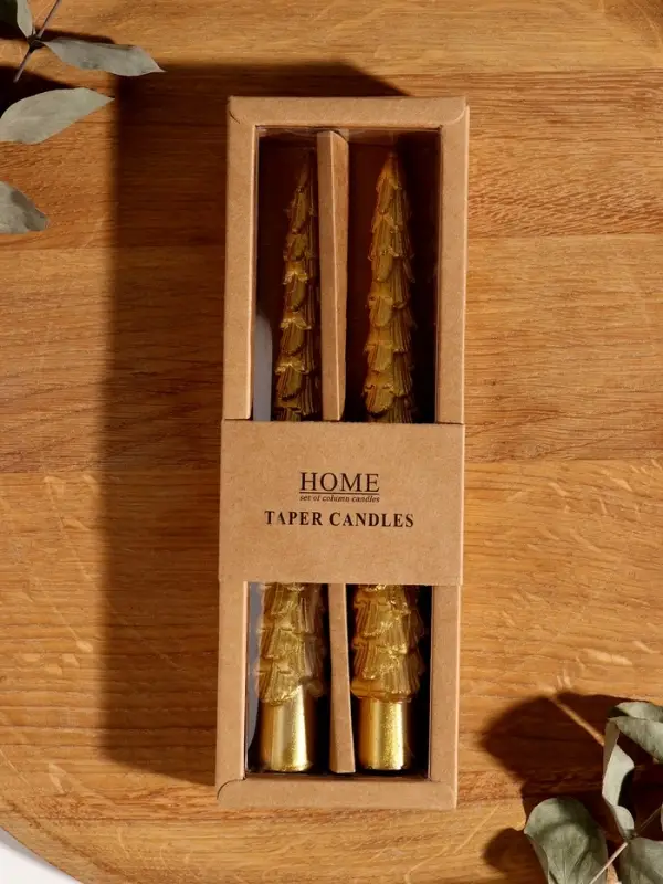 Набор новогодних свечей Набор новогодних свечей "Ель" 1,9х1,9х20 см, 2 шт, золото