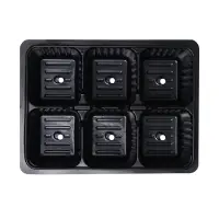 Кассета для рассады, 6 ячеек по 120 мл, пластик, чёрная, 18&times;13&times;6 см, набор 10 шт., Greengo