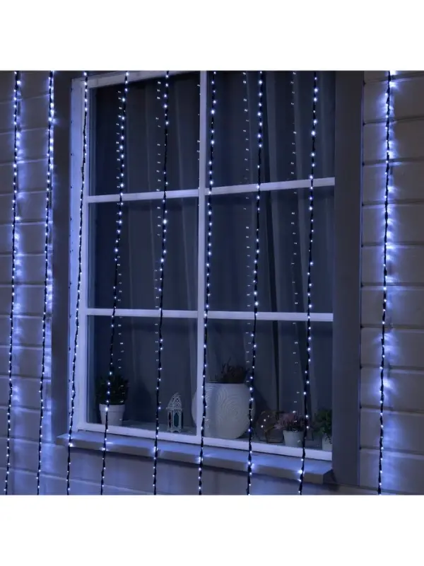 Гирлянда &laquo;Водопад&raquo; 2&times;3 м, IP44, УМС, тёмная нить, 800 LED, свечение белое, 8 режимов, 220 В