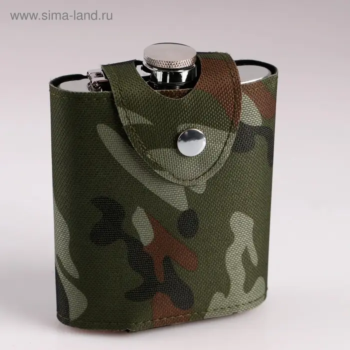 Фляжка Мастер К &laquo;Майор&raquo;, 210 мл, в чехле, подарочная, армейская, 7 oz, нержавеющая сталь, зелёная