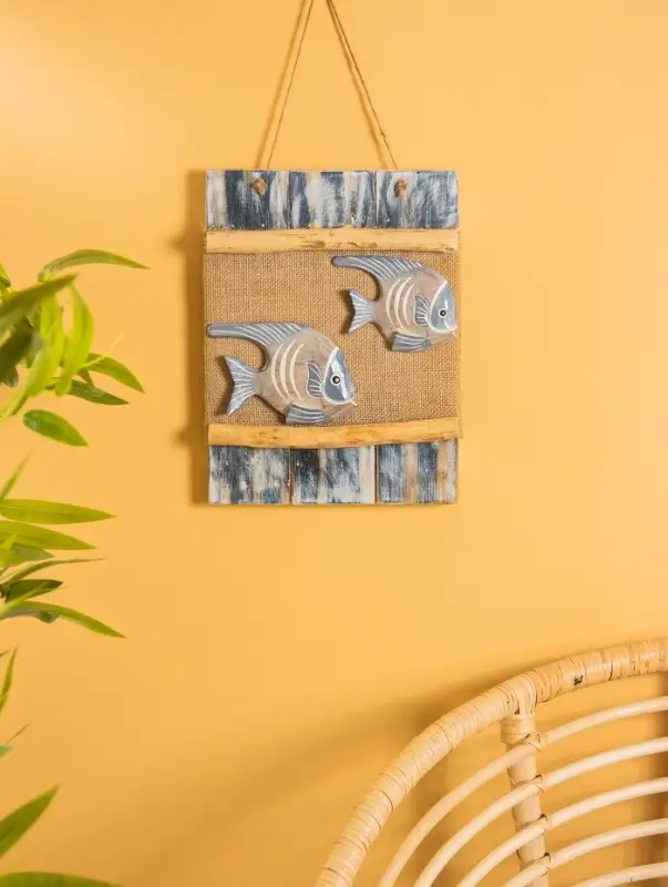 Панно плетёное «Пара рыбок», 25×4×55 см