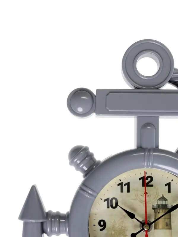 Часы настенные интерьерные &laquo;Якорь&raquo;, бесшумные, плавный ход, 38&times;27.5 см, d=12 см, серые