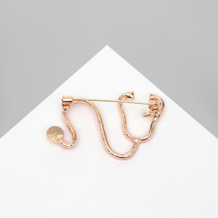 Брошь «Стетоскоп» изогнутый, цвет красный в золоте Брошь «Стетоскоп» изогнутый, цвет красный в золоте