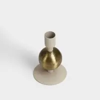 Подсвечник на 1 свечу текстурный &laquo;Бежевый&raquo;, с 1 сферой, 7.5&times;7.5&times;11.5 см
