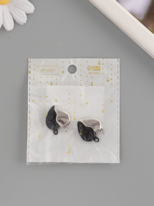 Замок магнитный металл Замок магнитный металл "Вторая половинка, сердце" набор 2 шт чёрно-серебряный 2,6х2,2 см