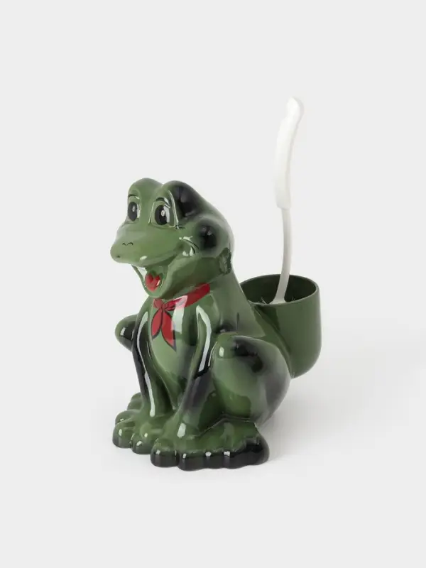 Ёршик для унитаза с подставкой &laquo;Лягушка&raquo;, фарфор, зелёный