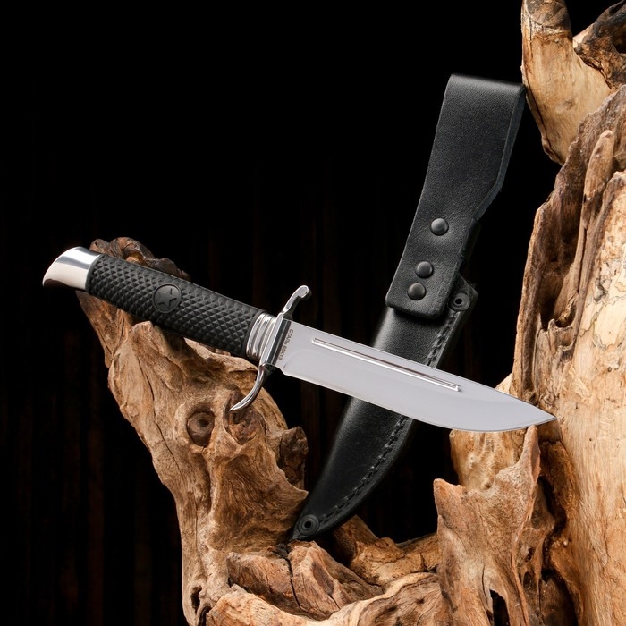 Финка  Финка "Разведчик" сталь - 440, рукоять - сталь, резина, 25 см