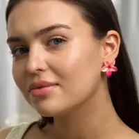 Серьги пластик &laquo;Цветок Лилии&raquo;, розовые