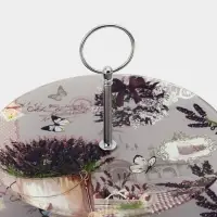 Этажерка - фруктовница круглая Доляна &laquo;Лаванда&raquo;, 2 яруса, d=25/20 см, стекло, цвет сиреневый