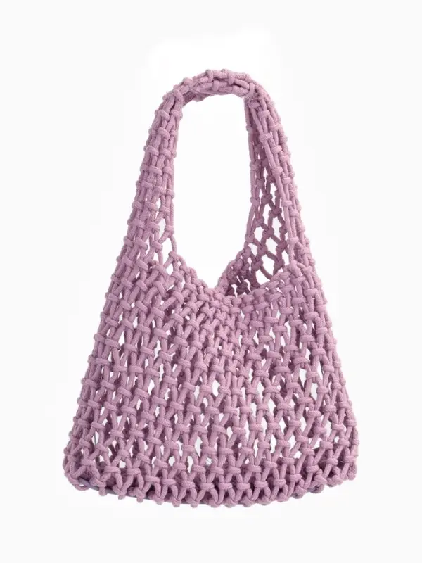 Сумка - авоська плетёная, клетка 1.5 см, лиловая