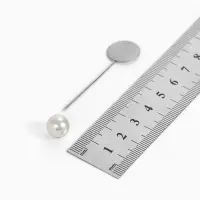 Основа &laquo;Брошь-игла&raquo; с бусиной d=1 см (набор 5 шт.), L=5 см, площадка 1.5 см, цвет серебро