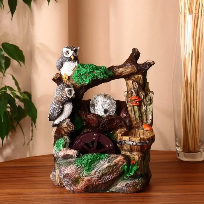 Фонтан настольный &laquo;Дворик. Совушки&raquo;, 30&times;20 см, с подсветкой