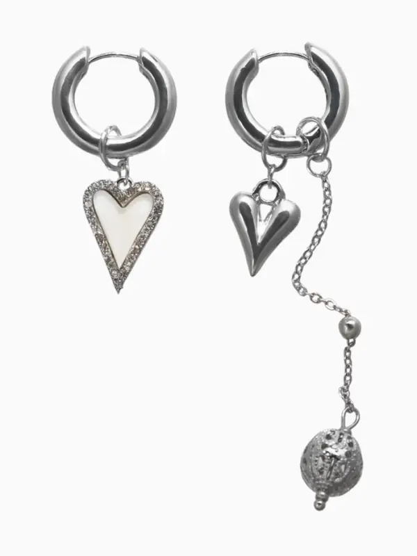 Серьги-трансформеры &laquo;Сердце&raquo;, со стразами, цвет серебро
