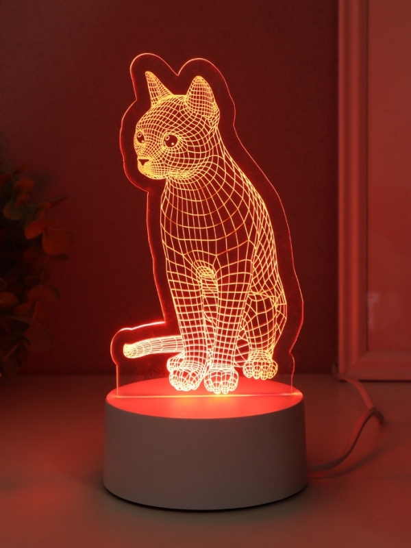 Светильник Светильник "Кошка" LED RGB от сети RISALUX 9,5х8,2х17 см