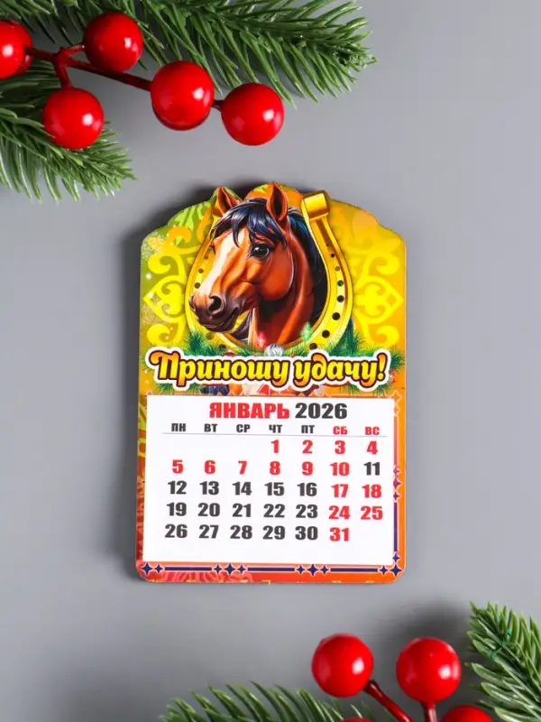 Магнит новогодний календарь, отрывной "Приношу удачу" 9,5х6,5 см